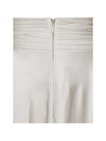 Galina Ivory Satin Asymmetrical Midi Skirt