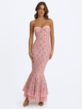 Rosalyn Pink Lace Sweetheart Maxi Mermaid Dress