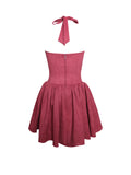 HADARA BURGUNDY SUEDE HALTER MINI DRESS