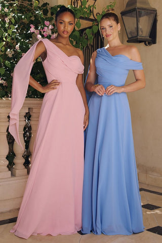 ONE SHOULDER CHIFFON DRESS
