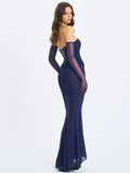 Orabelle Navy Mermaid Gown With Lace-up Back
