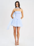 Valentina Baby Blue Boned Curve Edge Mini Dress