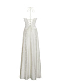 Raegan Pearl White Jacquard Rouched Maxi Dress