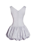 ZADA GREY PLEATED BREAST BUBBLE HEM MINI DRESS