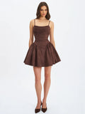 Raisa Mahogany Vegan Suede Ruched Mini Dress