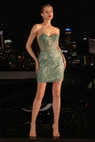 STRAPLESS GLITTER COCKTAIL MINI DRESS