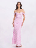 Dahlia Pink Floral Lace Mermaid Gown