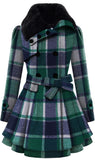 FAUX FUR DOUBLE BREASTED WOOL COAT