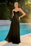 PLEATED BODICE A LINE GOWN
