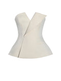 Yani Ivory Asymmetrical Lapel Sleeveless Top