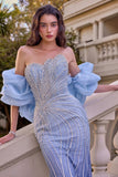 SEQUIN REMOVABLE SLEEVE GOWN