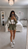 Color-Block Zip-Up Jacket and Shorts Set