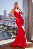 STRETCHY FITTED SATIN GOWN