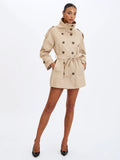 Vanetta Tan High Collar Double-Breasted Trench Mini Coat