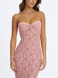 Rosalyn Pink Lace Sweetheart Maxi Mermaid Dress