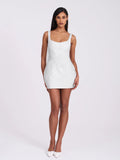 Tais Pearl Beaded Cocoon Shape Sleeveless Mini Dress