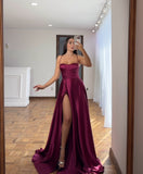 ROBE LONGUE BUSTIER EN SATIN LIGNE A