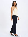 Yani Ivory Asymmetrical Lapel Sleeveless Top