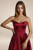 STRAPLESS SATIN A LINE GOWN