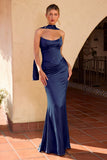 FITTED SATIN TWO PIECE GOWN