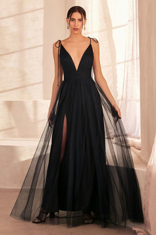 A LINE TULLE V NECK DRESS