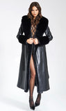 MANTEAU EN CUIR VÉGAN NOIR AVEC BORDURE EN FAUSSE FOURRURE ZAIDA 