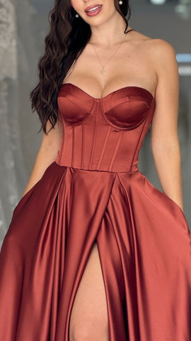 A LINE SATIN BUSTIER MAXI DRESS SHOP DDMINE A LINE SATIN BUSTIER MAXI DRESS SHOP DDMINE