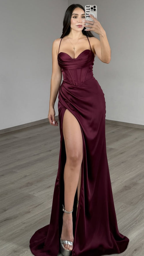 BURGUNDY CORSET GOWN – SHOP DDMINE