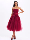 MABEL DROP WAIST LAYERED MIDI PUFFY DRESS