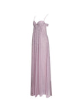 Wallie Pink Rhinestone Embellished Mesh Gown