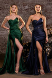 STRAPLESS CRYSTAL SATIN GOWN