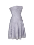 Yalena Lavender Crystal Organza Strapless Mini Dress