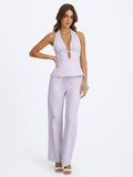 Laureen Lavender Linen Straight Pants