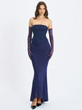 Orabelle Navy Mermaid Gown With Lace-up Back