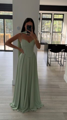 A LINE CORSET SCARF GOWN