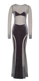 ROBE LONGUE EN MAILLE DE VELOURS GRIS SHANNON 