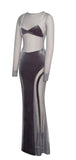 ROBE LONGUE EN MAILLE DE VELOURS GRIS SHANNON 