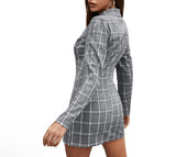 PLAID GREY BLAZER DRESS