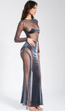 ROBE LONGUE EN MAILLE DE VELOURS GRIS SHANNON 