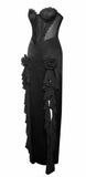 ROBE LONGUE CORSET EN DENTELLE SATINÉE NOIRE TALIA
