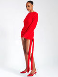 ROBE PULL DOS NUL À MANCHES LONGUES EN TRICOT ROUGE KEIRA 