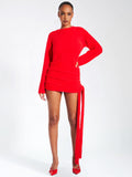 ROBE PULL DOS NUL À MANCHES LONGUES EN TRICOT ROUGE KEIRA 