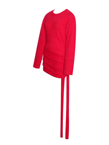 red sweater dress open back Keira Red Knit Long Sleeve Backless Sweater Dress