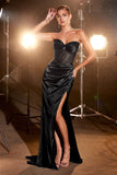 PARIS BLUE DAISY EMBELLISHED SATIN CORSET GOWN