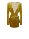 CAREY GOLD VELVET LONG SLEEVE MINI DRESS