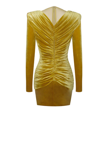 CAREY GOLD VELVET LONG SLEEVE MINI DRESS SHOP DDMINE CAREY GOLD VELVET LONG SLEEVE MINI DRESS SHOP DDMINE
