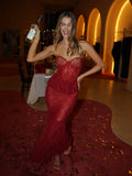 ROBE LONGUE CORSET EN DENTELLE BORDEAUX QUENNELL