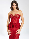 ROBE LONGUE CORSET EN DENTELLE BORDEAUX QUENNELL