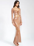 GONNA LUNGA CON PAILLETTES NUDE ODALIS 
