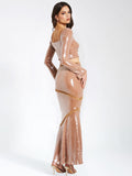 GONNA LUNGA CON PAILLETTES NUDE ODALIS 